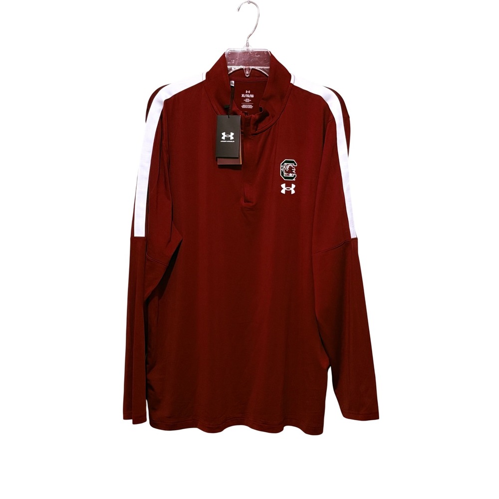 Under Armour South Carolina Gamecocks Men XL Quarter Zip Pullover Garnet Red NEW